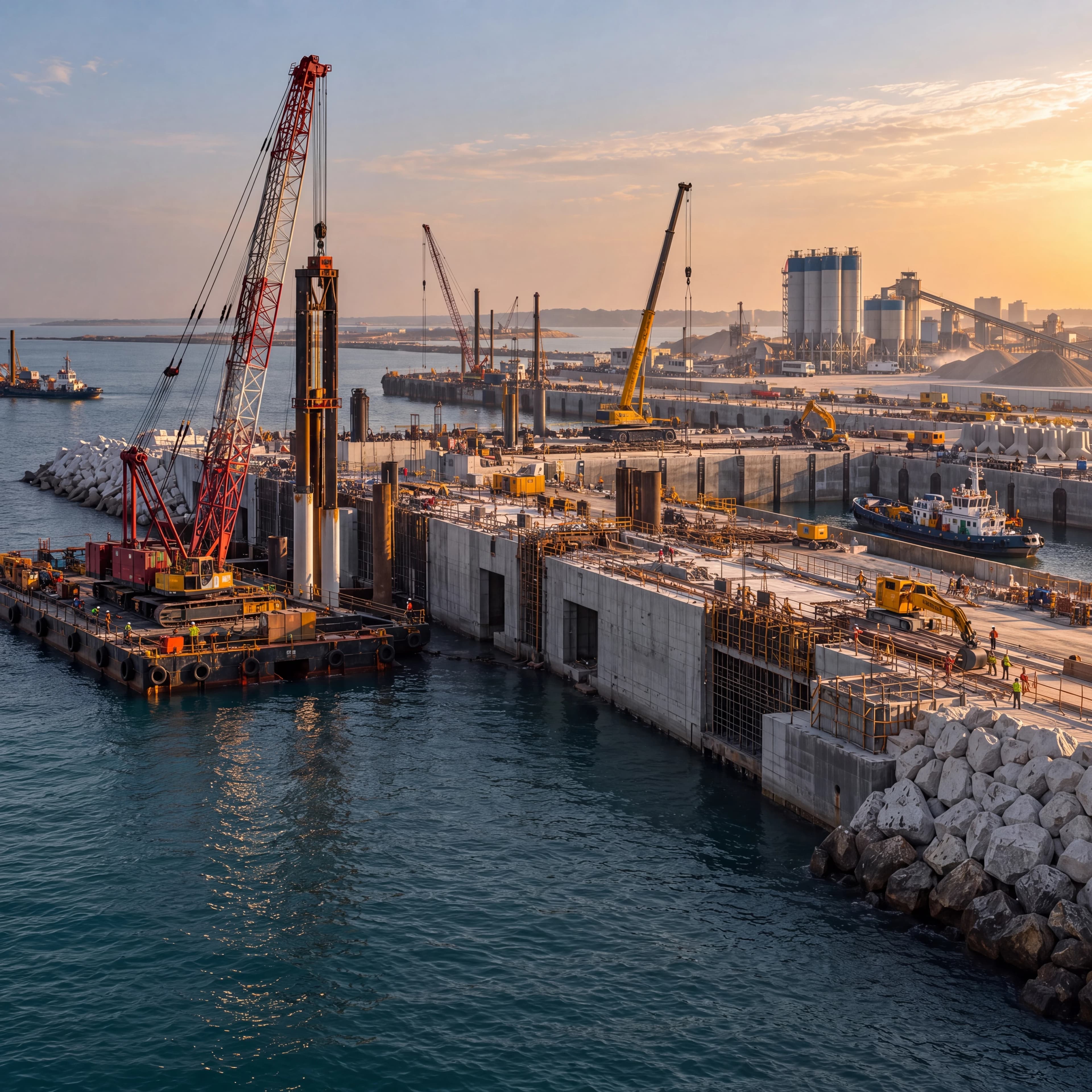 Marine construction, concrete works and heavy engineering equipment